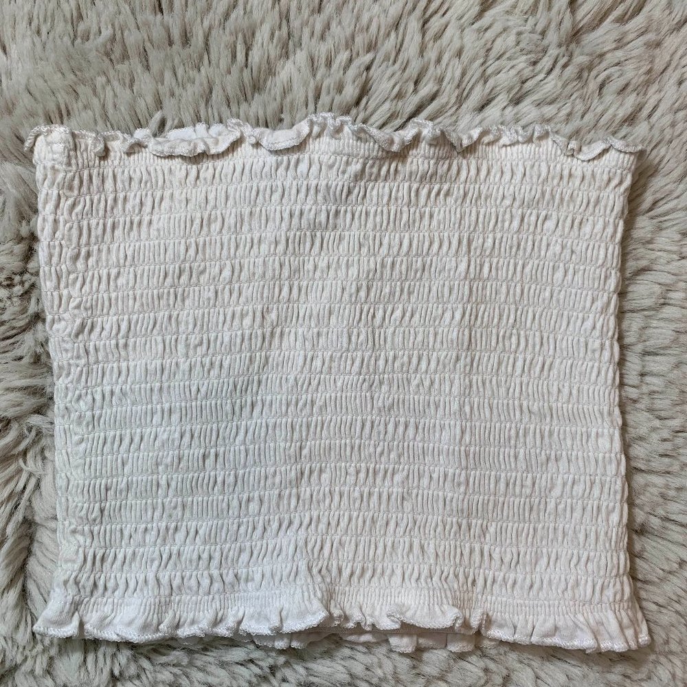 White Tube Top, Ruched